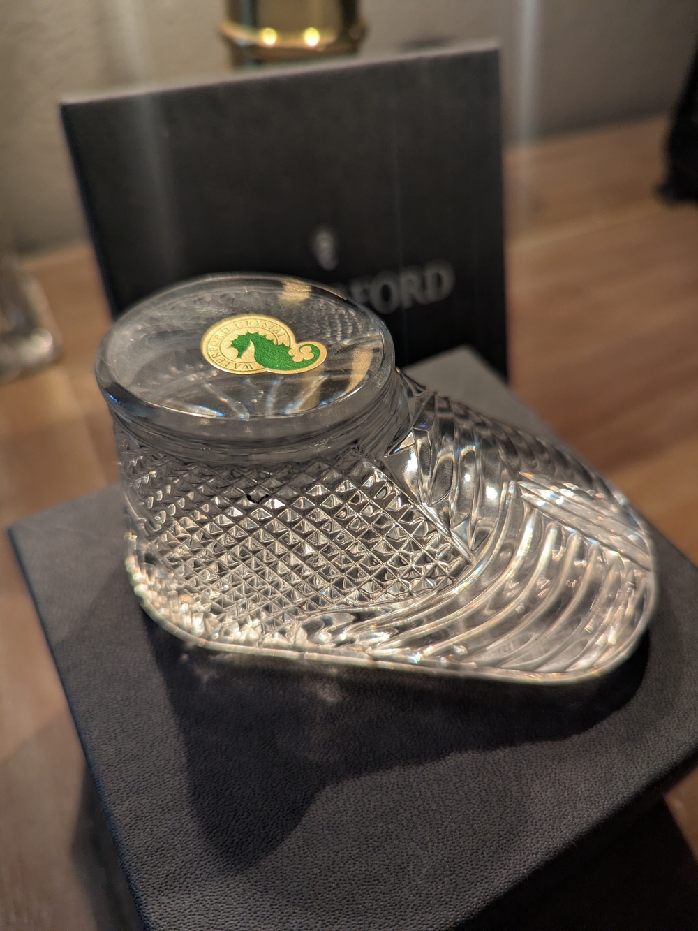 Waterford Crystal Baby Boot Shoe Figurine Paperweight With Original Box- Clear